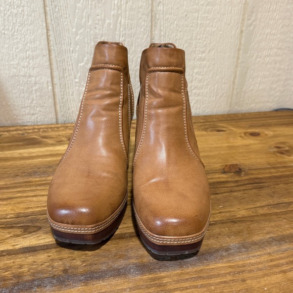 Korks by Kork Ease Robin Brown Leather Ankle Boots Women's 11M Heeled Booties - Picture 2 of 10